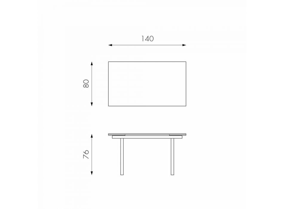 Modernt utdragbart glas matbord, L140 / 200x P80 cm, Nardo Viadurini