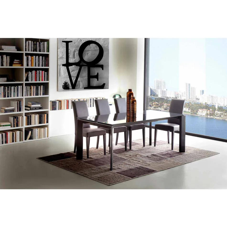 Utdragbart matbord, härdat glasskiva - Faleria Viadurini