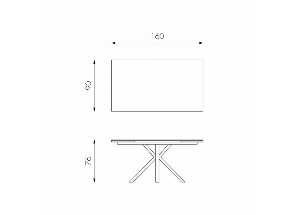Utdragbart glas-keramiskt matbord, l.160 / 240xp.90 cm, Bacco Viadurini