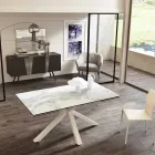 Dining glas-keramiska sträcker bord, L.160 / 240xp.90 cm, Bacchus Viadurini