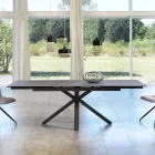 Dining glas-keramiska sträcker bord, L.160 / 240xp.90 cm, Bacchus Viadurini