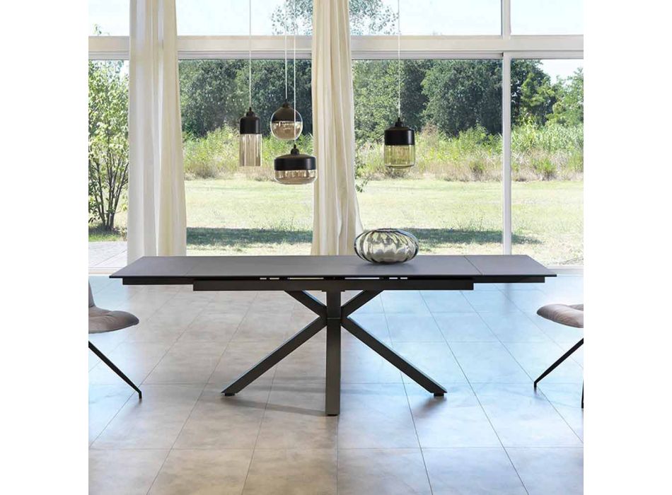 Dining glas-keramiska sträcker bord, L.160 / 240xp.90 cm, Bacchus Viadurini