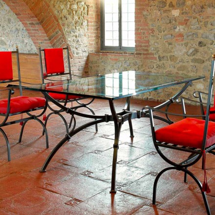 Handgjord matbord med glasskiva tillverkad i Italien - Principe Viadurini