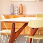 Handgjord matbord i Hpl och massiv mahogny Tillverkad i Italien - Ek Viadurini