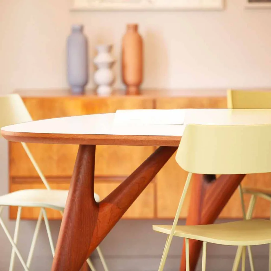 Handgjord matbord i Hpl och massiv mahogny Tillverkad i Italien - Ek Viadurini