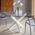 Matbord med bas i massiv bok och skiva i härdat glas - vintergrön Viadurini