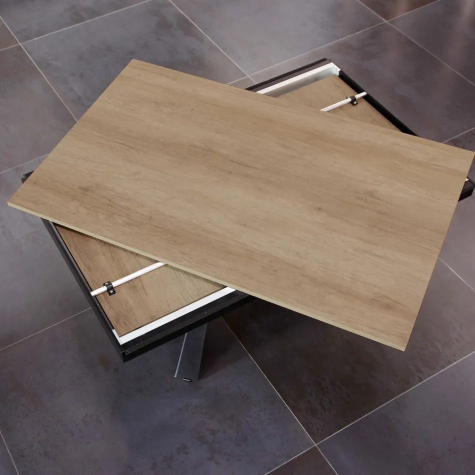 Matbord som förlängs och vidgas i melamin och metall - Devendra Viadurini