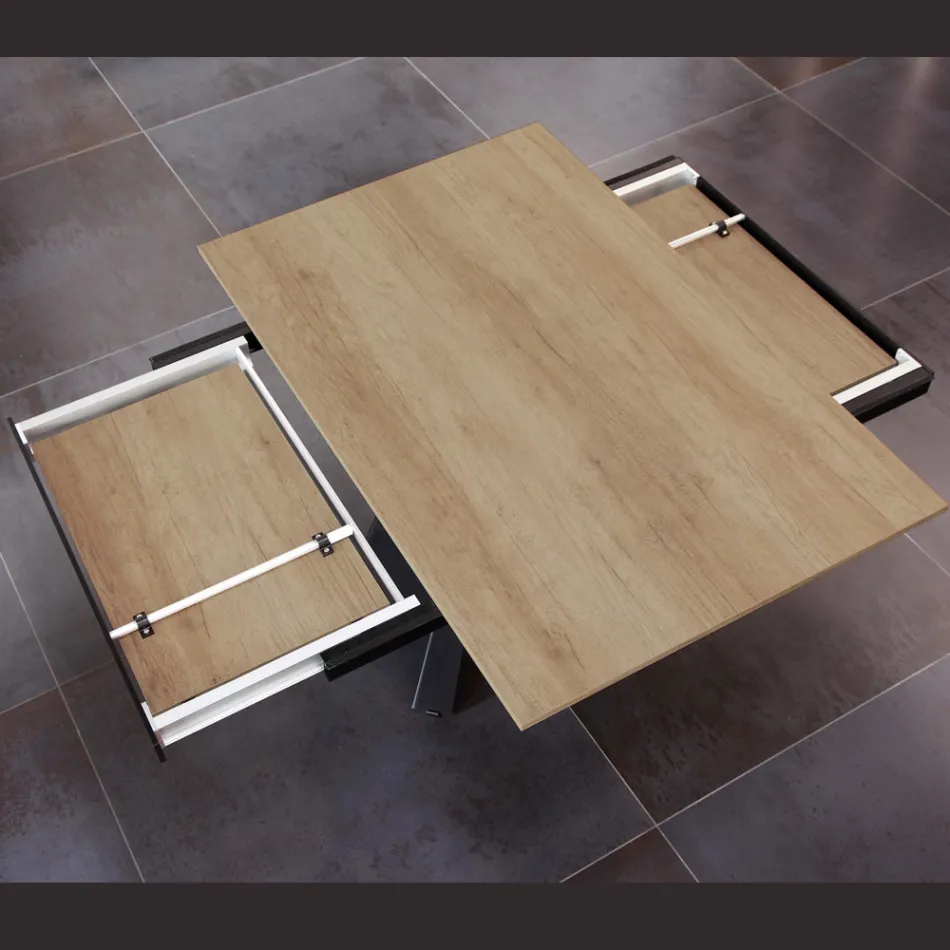 Matbord som förlängs och breddas i melamin och metall - Devendra Viadurini