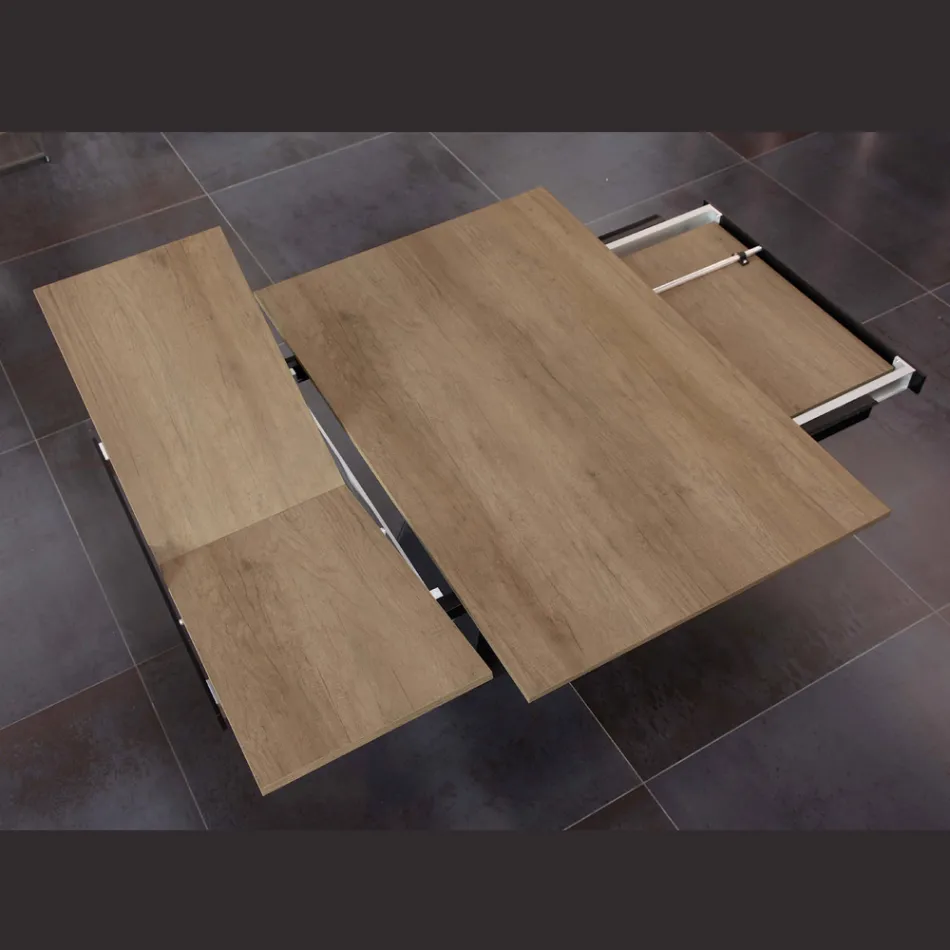 Matbord som förlängs och vidgas i melamin och metall - Devendra Viadurini