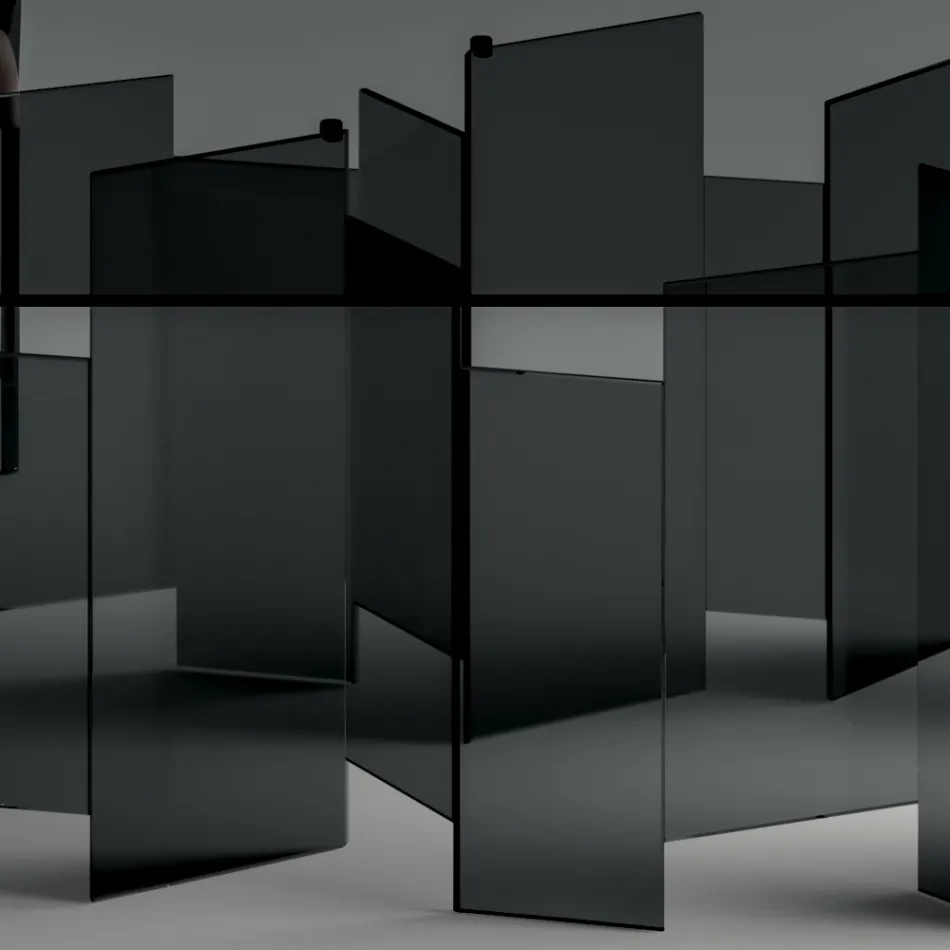 Matbord med bas och rektangulär glasskiva Tillverkat i Italien - Thommy Viadurini