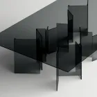 Matbord med bas och rektangulär glasskiva Tillverkat i Italien - Thommy Viadurini