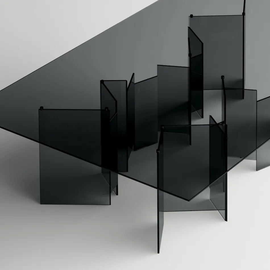 Matbord med bas och rektangulär glasskiva Tillverkat i Italien - Thommy Viadurini