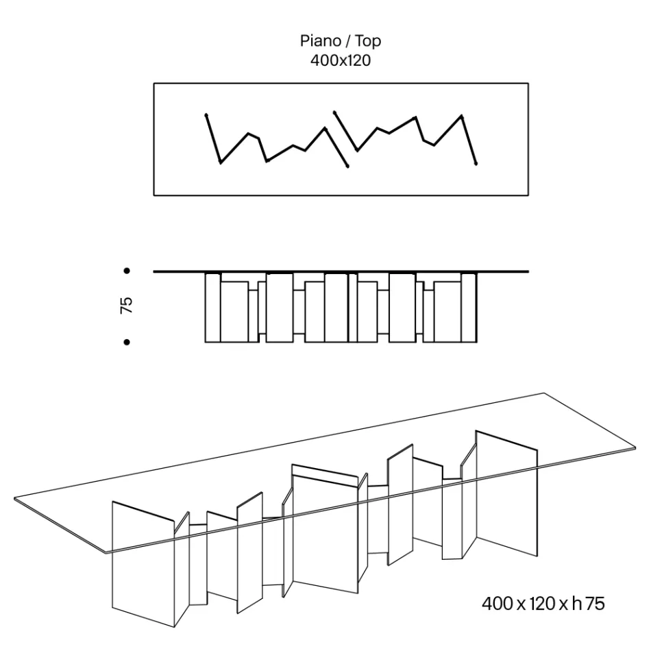 Matbord med bas och rektangulär glasskiva Tillverkat i Italien - Thommy Viadurini
