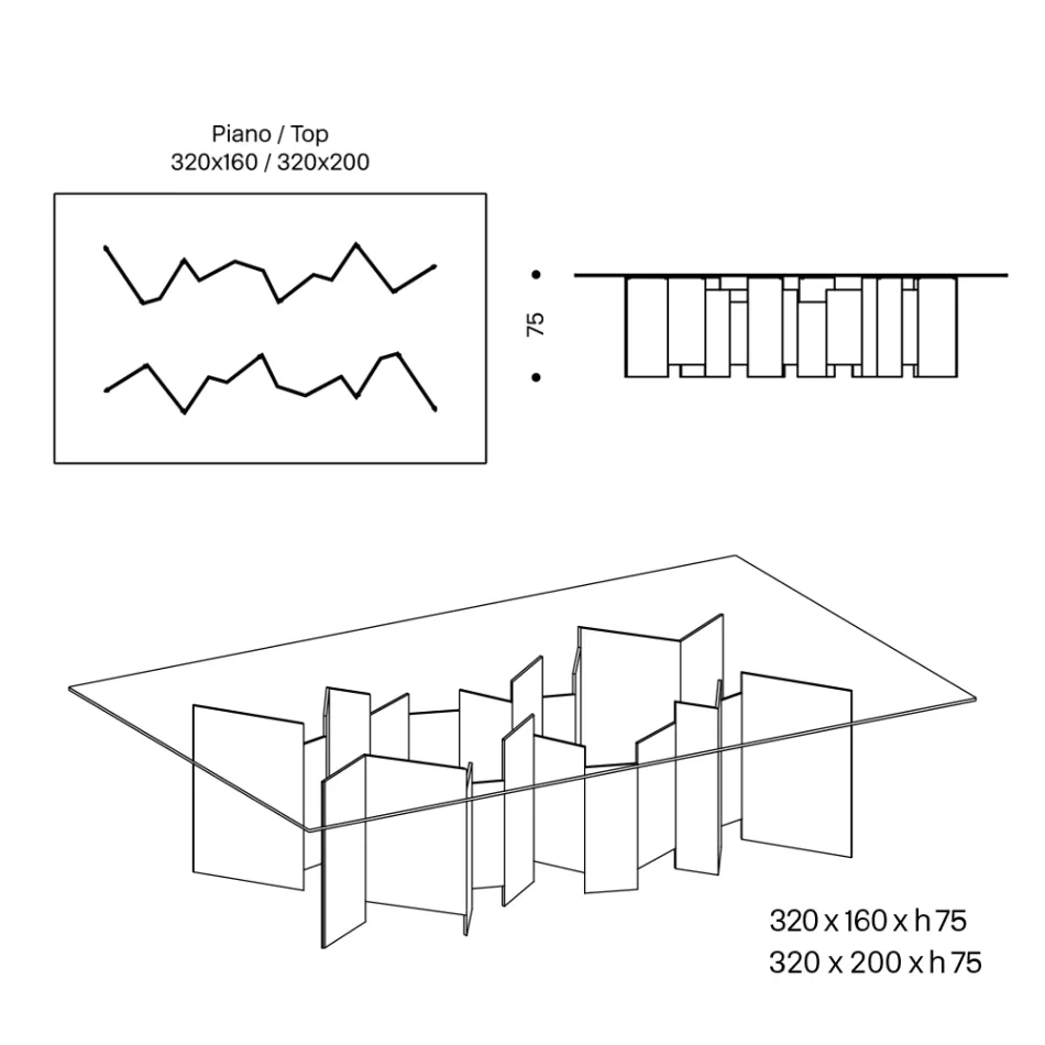 Matbord med underrede och rektangulär glasskiva Tillverkat i Italien - Thommy Viadurini