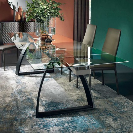 Matbord med utdragbar glasskiva tillverkad i Italien - Antimo Viadurini