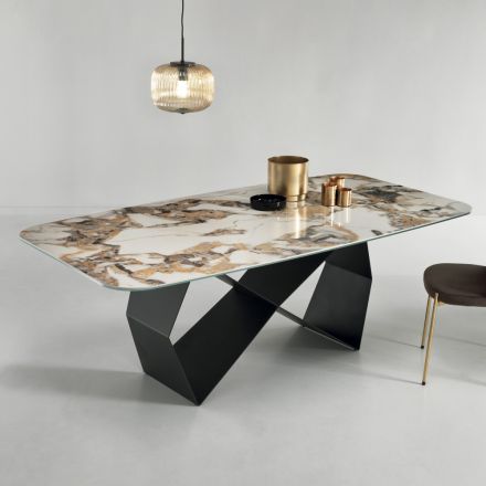 Matbord med marmoreffekt keramisk skiva Tillverkat i Italien - Mirco Viadurini