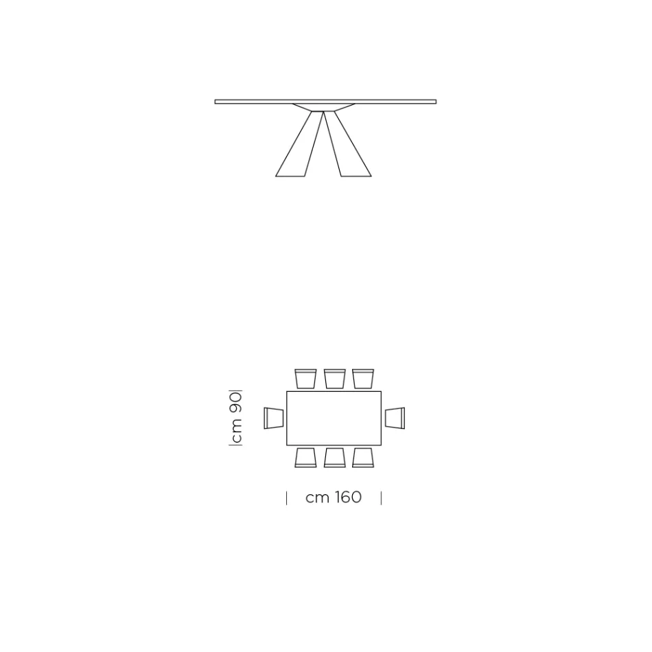 Matbord med Fenix-skiva och stålunderrede Tillverkat i Italien - Dalmatisk Viadurini