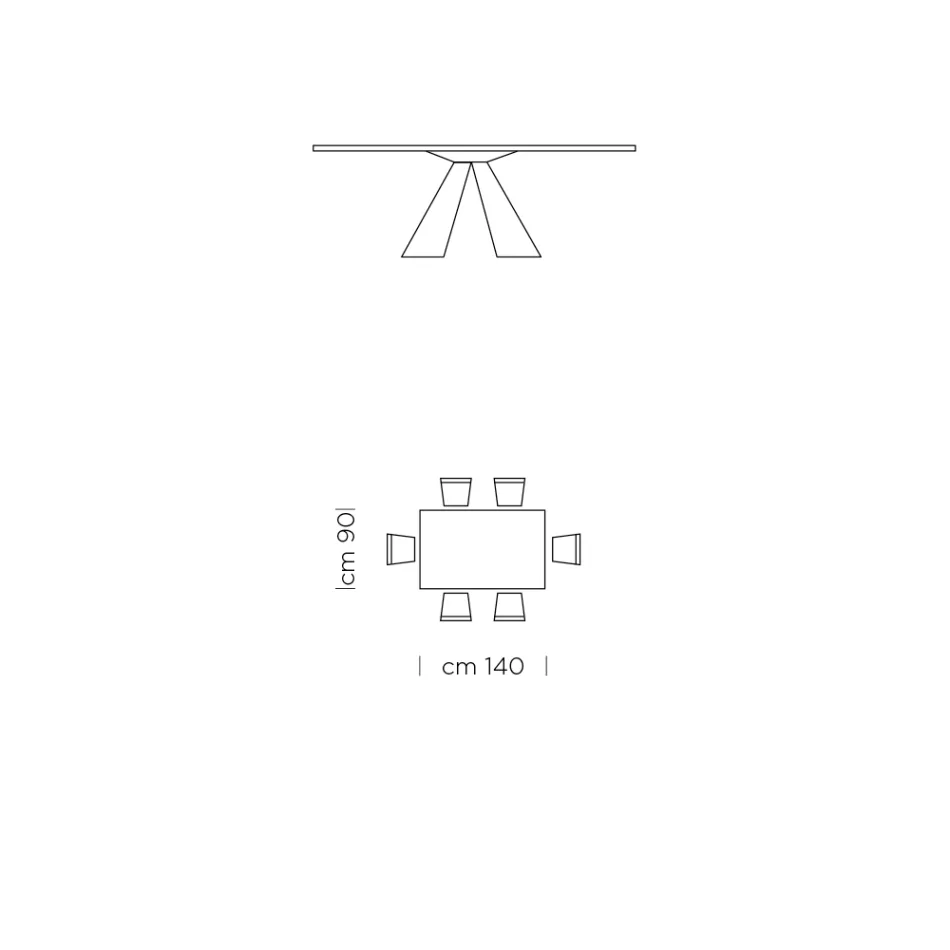 Matbord med Fenix-skiva och stålunderrede Tillverkat i Italien - Dalmatisk Viadurini