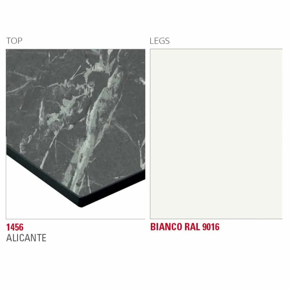 Matbord med Hpl-topp och metallbas Tillverkad i Italien - Aresto Viadurini