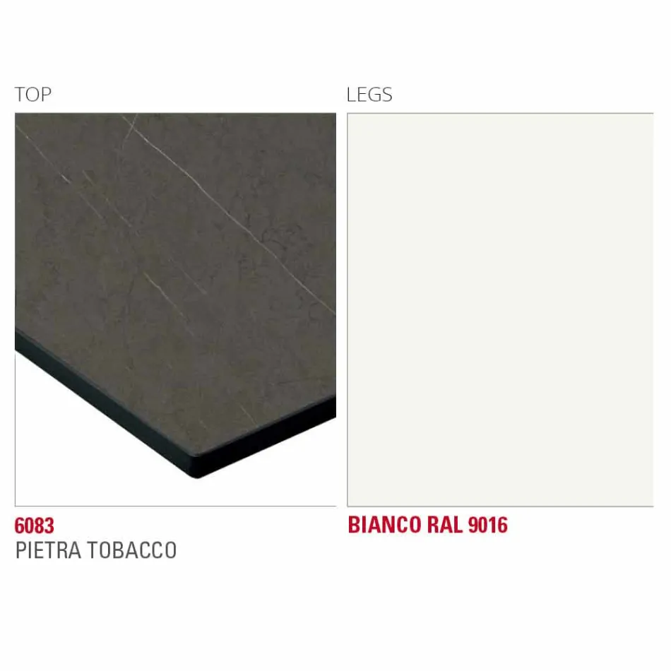 Matbord med Hpl-topp och metallbas Tillverkad i Italien - Aresto Viadurini