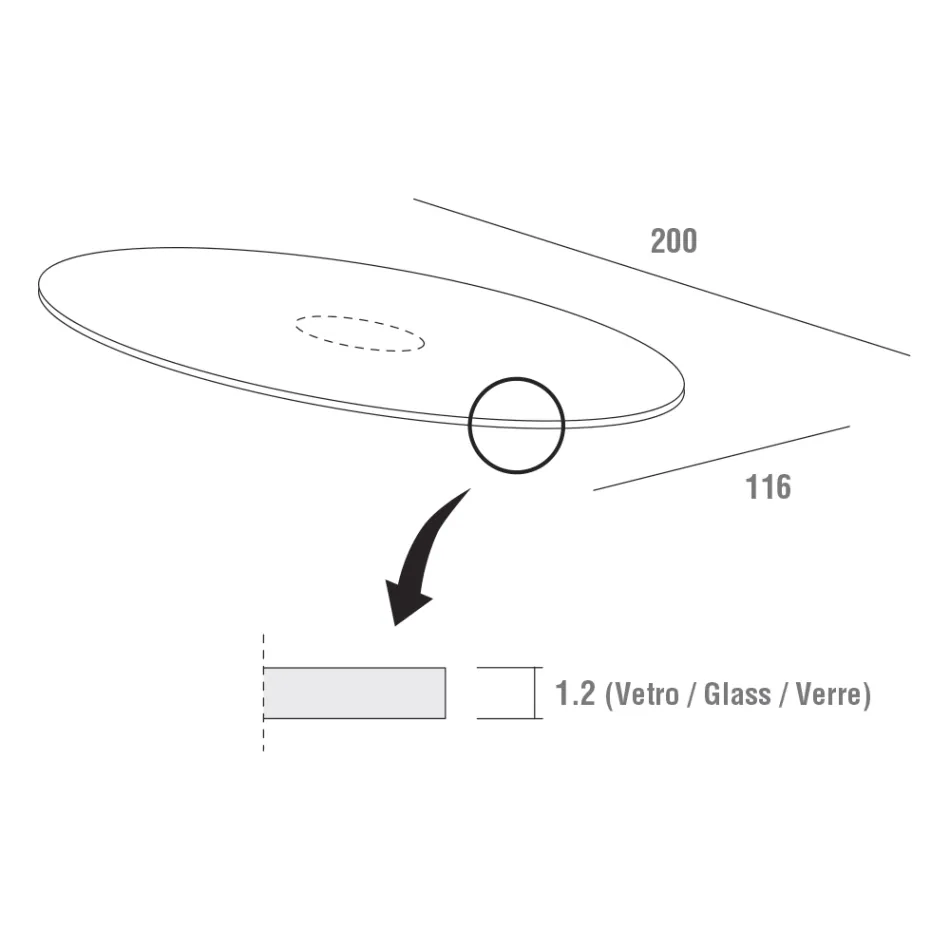 Kvalitetsmatbord med Made in Italy Lackerad glasskiva - Brontolo Viadurini