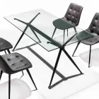 Matbord med genomskinlig härdat glasskiva - Thor Viadurini