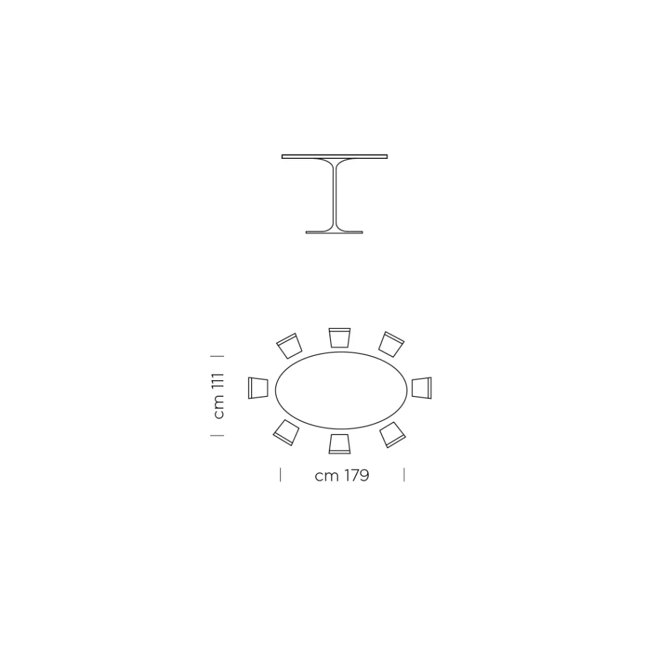 Matbord med oval fanerad skiva Made in Italy - Dollars Viadurini