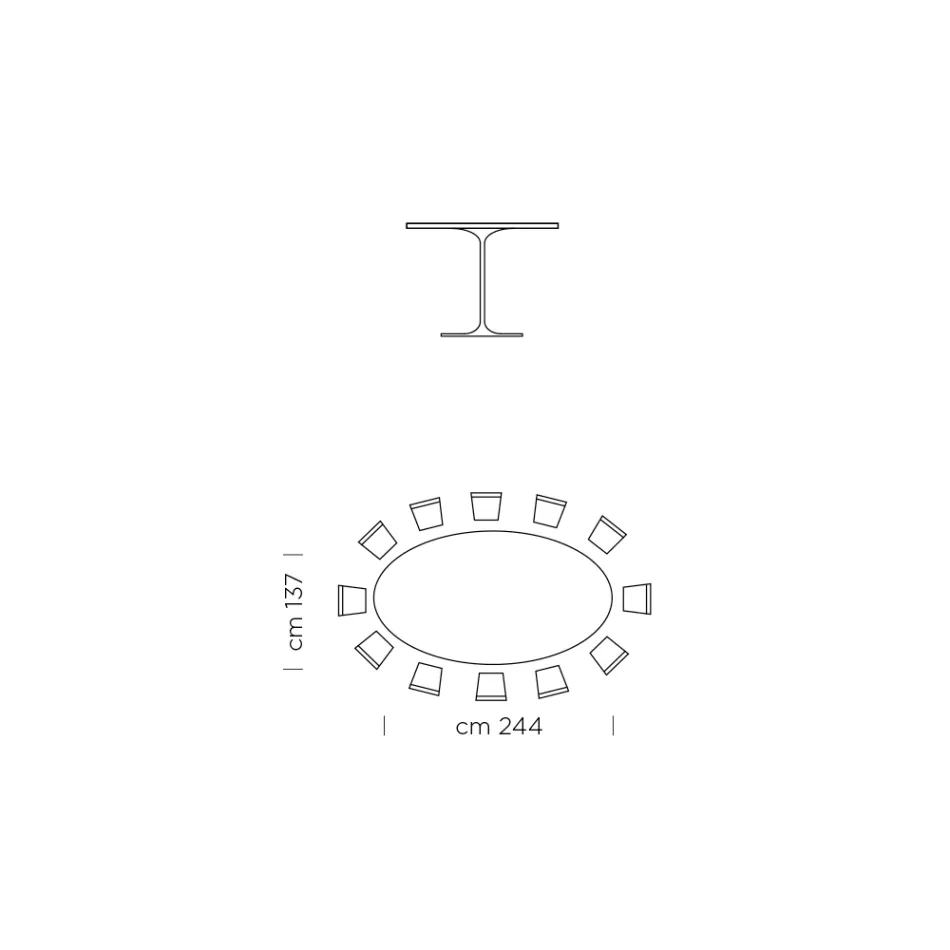 Matbord med oval fanerad skiva Made in Italy - Dollars Viadurini