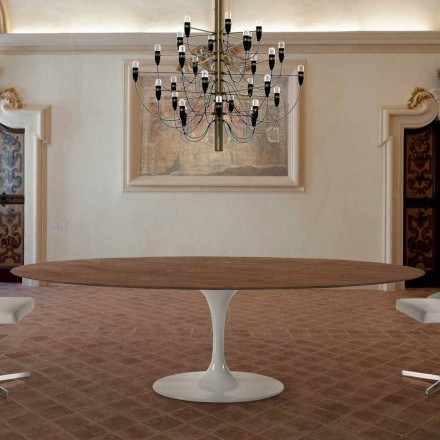 Matbord med oval fanerad skiva Made in Italy - Dollars Viadurini