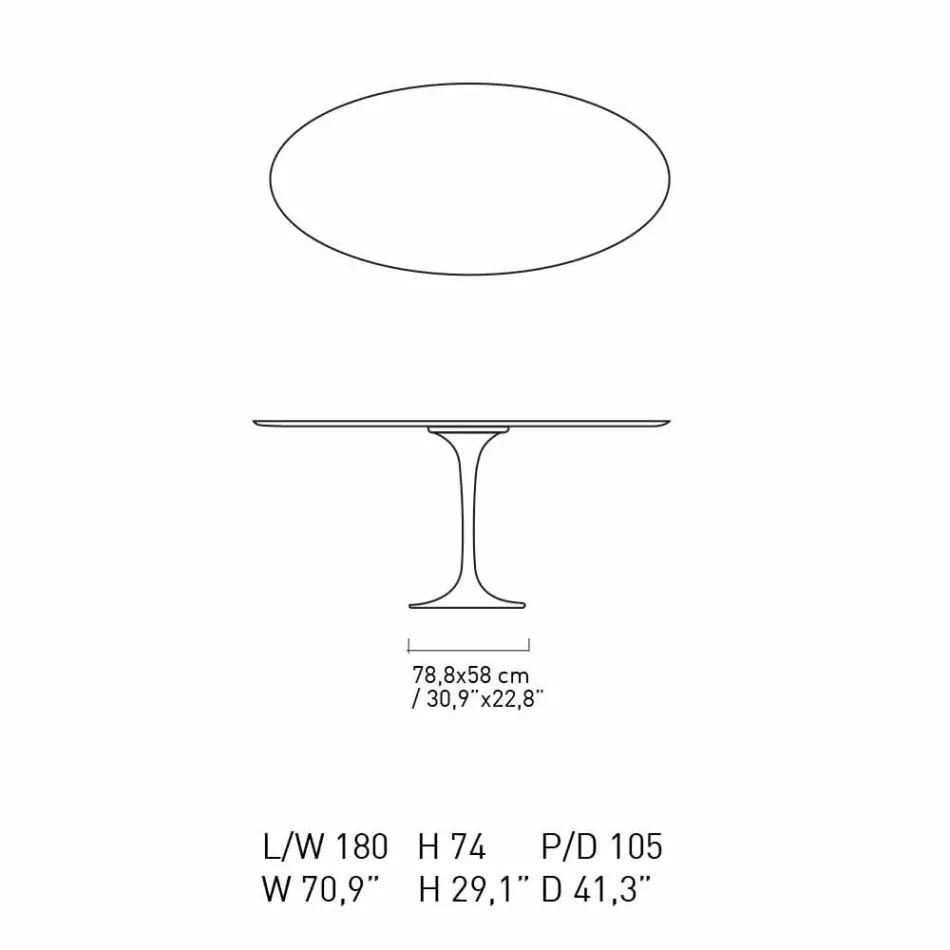 Matbord med oval marmorplatta Made in Italy - Superb Viadurini