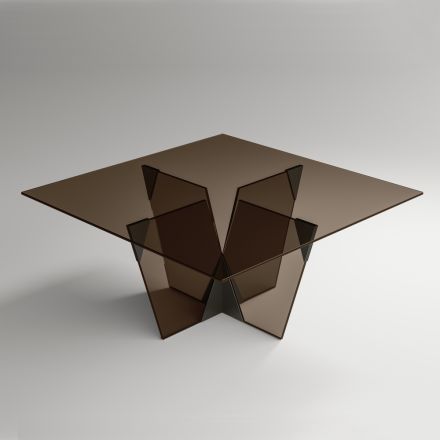Matbord med fyrkantig skiva och glasunderrede Tillverkat i Italien - Tiseo Viadurini
