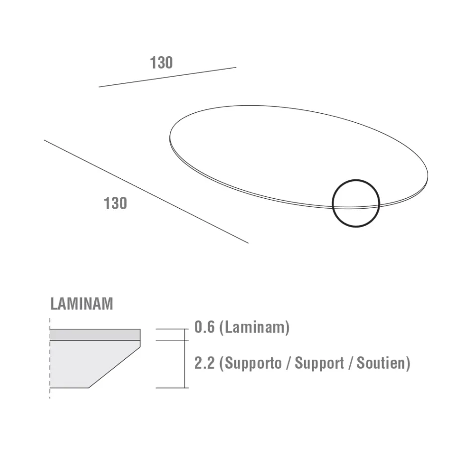 Matbord med rund laminamskiva Made in Italy - Lingotto Viadurini