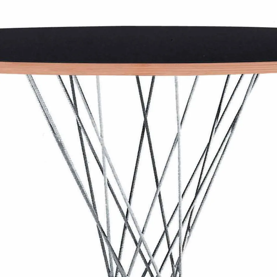 Matbord med rund skiva i svart laminat tillverkad i Italien - Plaza Viadurini