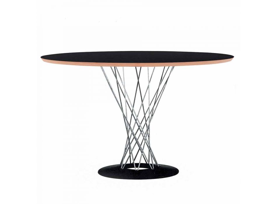 Matbord med rund skiva i svart laminat tillverkad i Italien - Plaza Viadurini