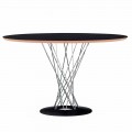 Matbord med rund skiva i svart laminat tillverkad i Italien - Plaza