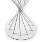 Matbord med rund ovansida av härdat glas och stålbotten - Mileto Viadurini