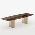 Opalia 320 cm matbord i glas och metall, tillverkat i Italien Viadurini