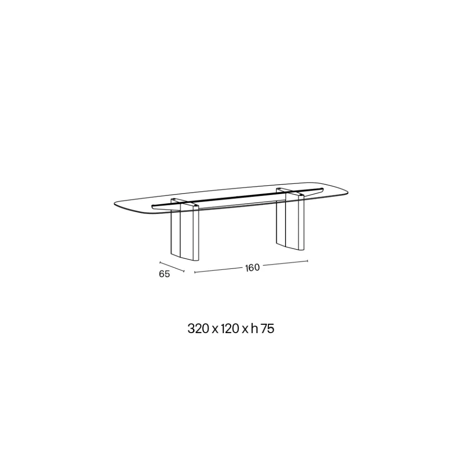 Opalia 320 cm matbord i glas och metall, tillverkat i Italien Viadurini