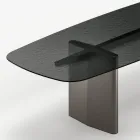 Opalia 320 cm matbord i glas och metall, tillverkat i Italien Viadurini