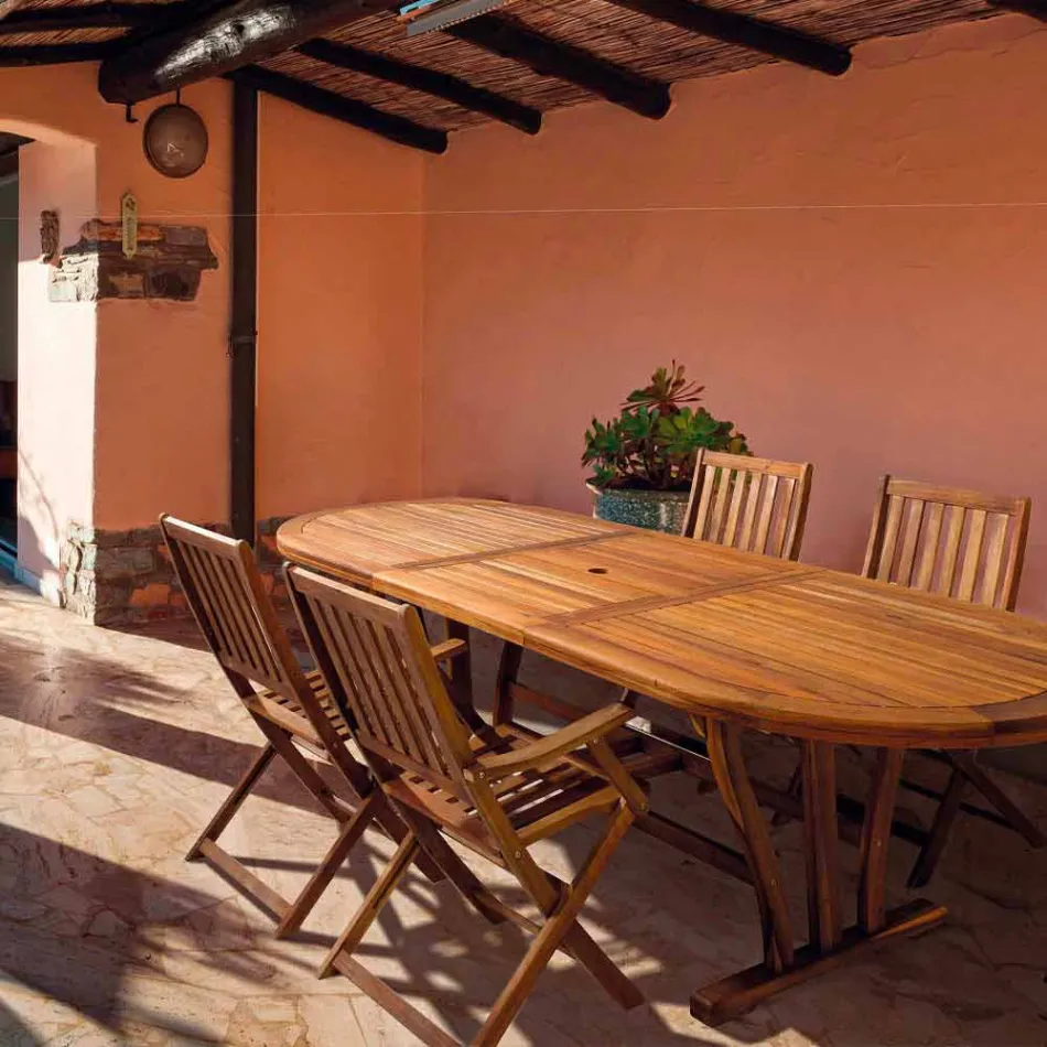 Utdragbart matbord utomhus upp till 240 cm i trä - Kaley Viadurini