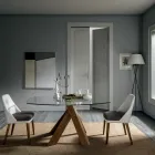 Vardagsrum Matbord Glasskiva och träben - Botanisk Viadurini