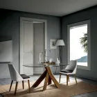 Vardagsrum Matbord Glasskiva och träben - Botanisk Viadurini