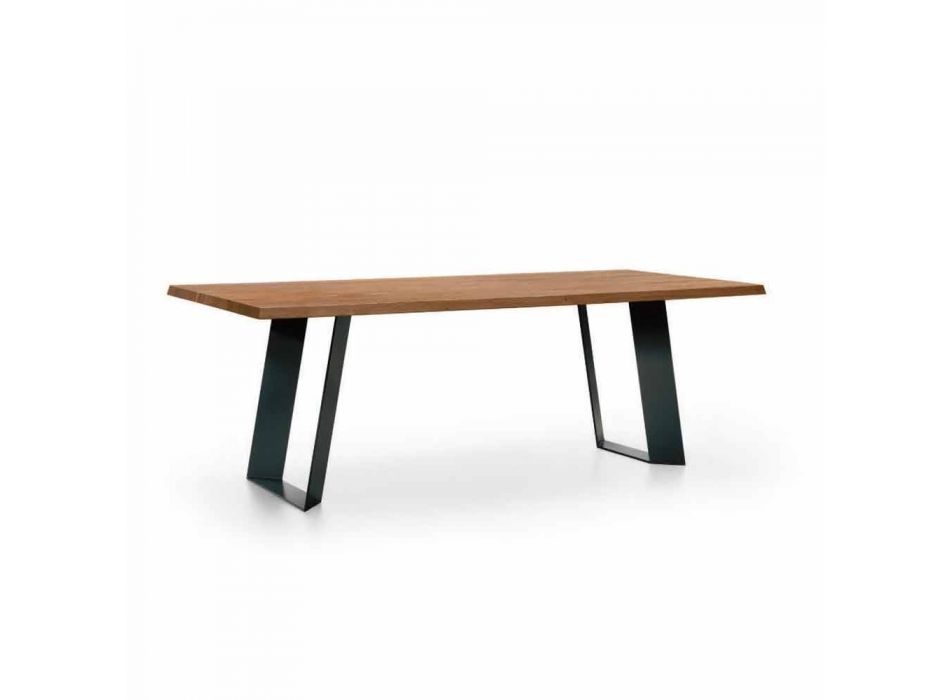 Design matbord i gran med ben av svart metall tillverkad i Italien - Kroma Viadurini