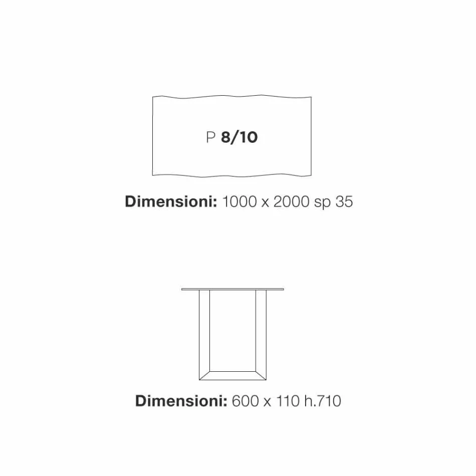 Matbord modern design 100x200 cm i trä och metall växt Viadurini
