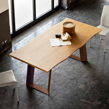 Matbord modern design 100x200 cm i trä och metall växt Viadurini