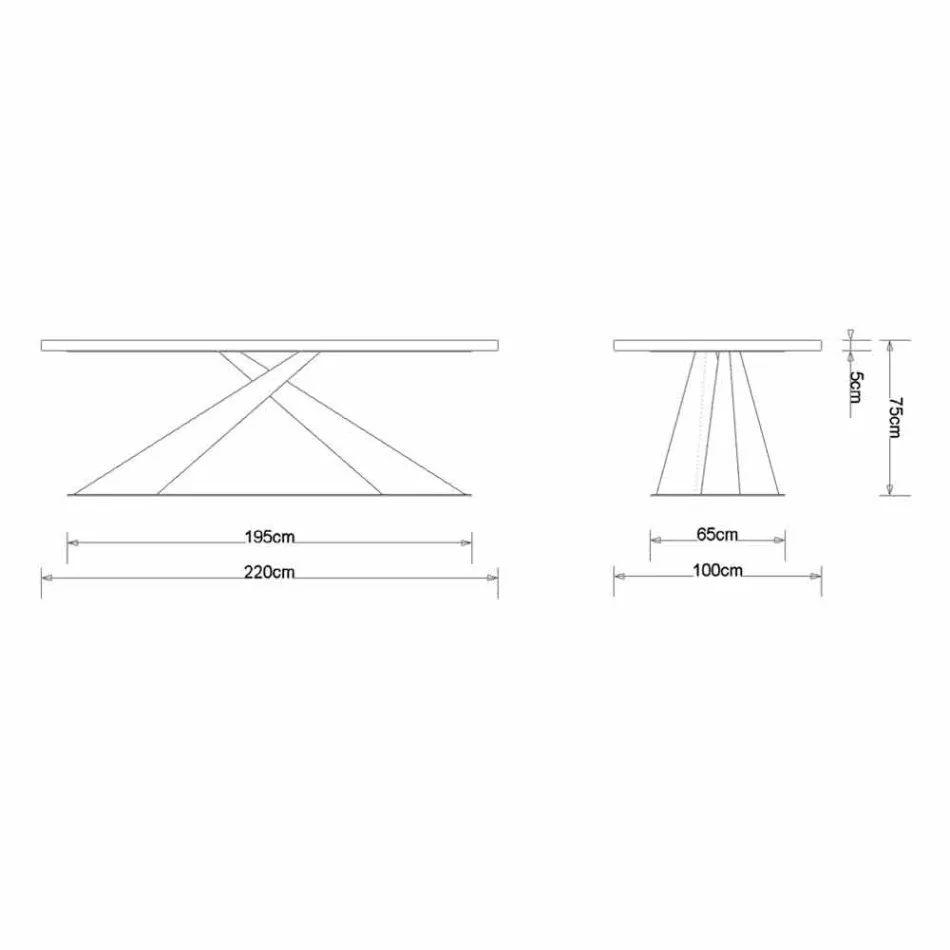 Modernt design matbord med Elliot gjort i Italien ek topp Viadurini