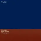 Oval matbord i modern design i blå MDF och koppar tillverkad i Italien - Oku Viadurini