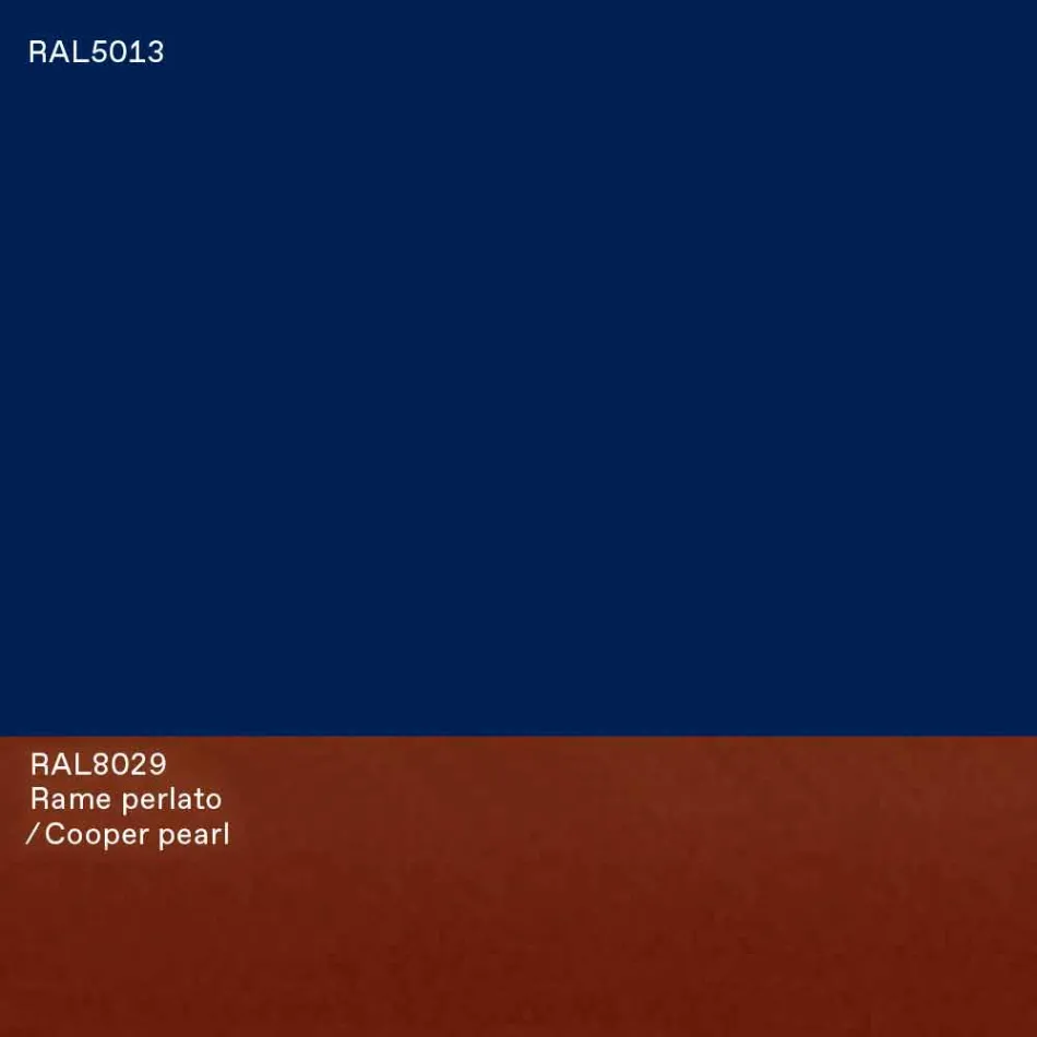 Oval matbord i modern design i blå MDF och koppar tillverkad i Italien - Oku Viadurini