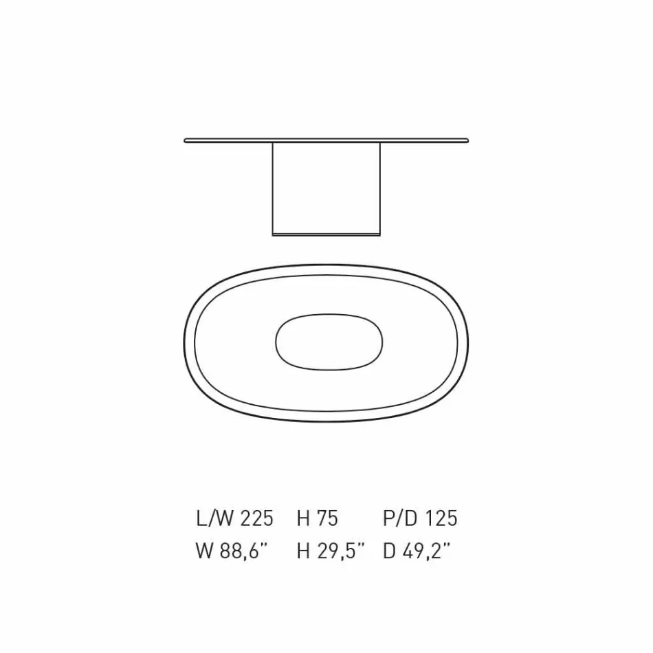 Oval matbord i modern design i blå MDF och koppar tillverkad i Italien - Oku Viadurini