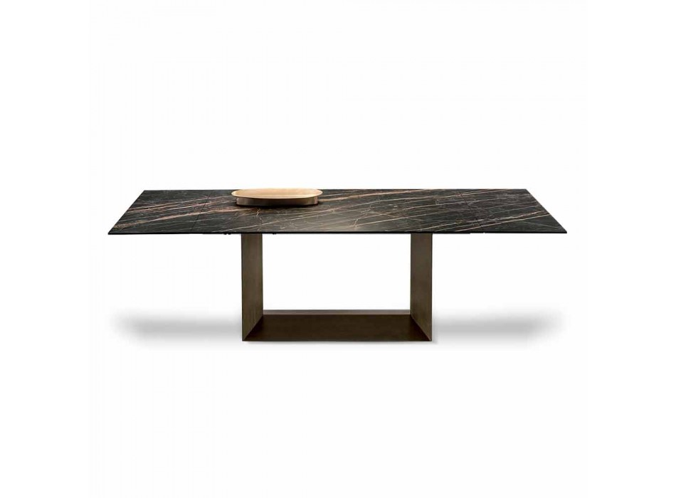 Utdragbart matbord i keramik och metall tillverkat i Italien - mörkbrunt Viadurini